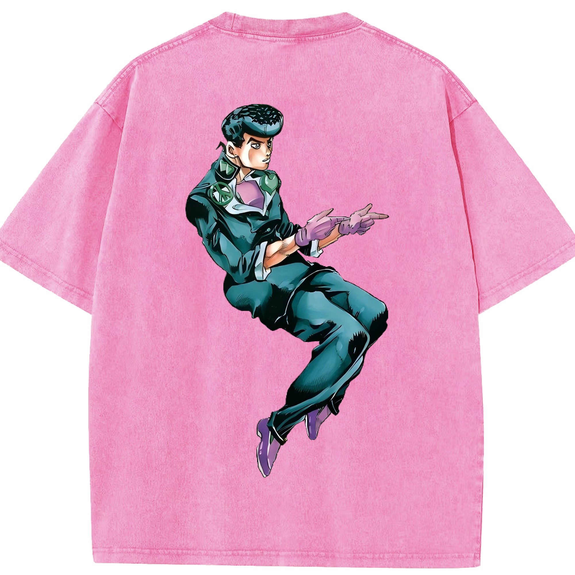 （画像用） ジョジョの奇妙な冒険 ひがしかた じょうすけ JoJo's Bizarre Adventure Higashikata Josuke 綿100% ヴィンテージ風 半袖Tシャツ（背面プリント）